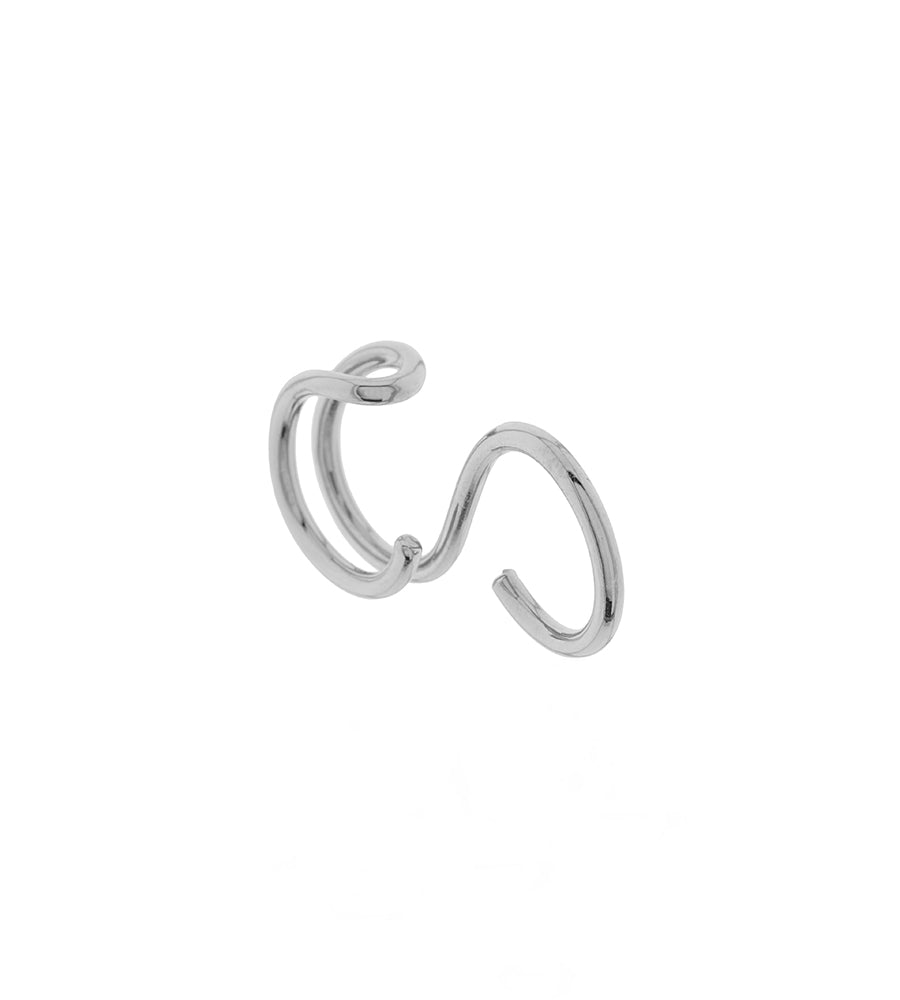 Double circle ring silver